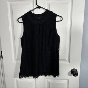 J. Crew black‎ lace sleeveless top with a beautiful stand-up collar, size small